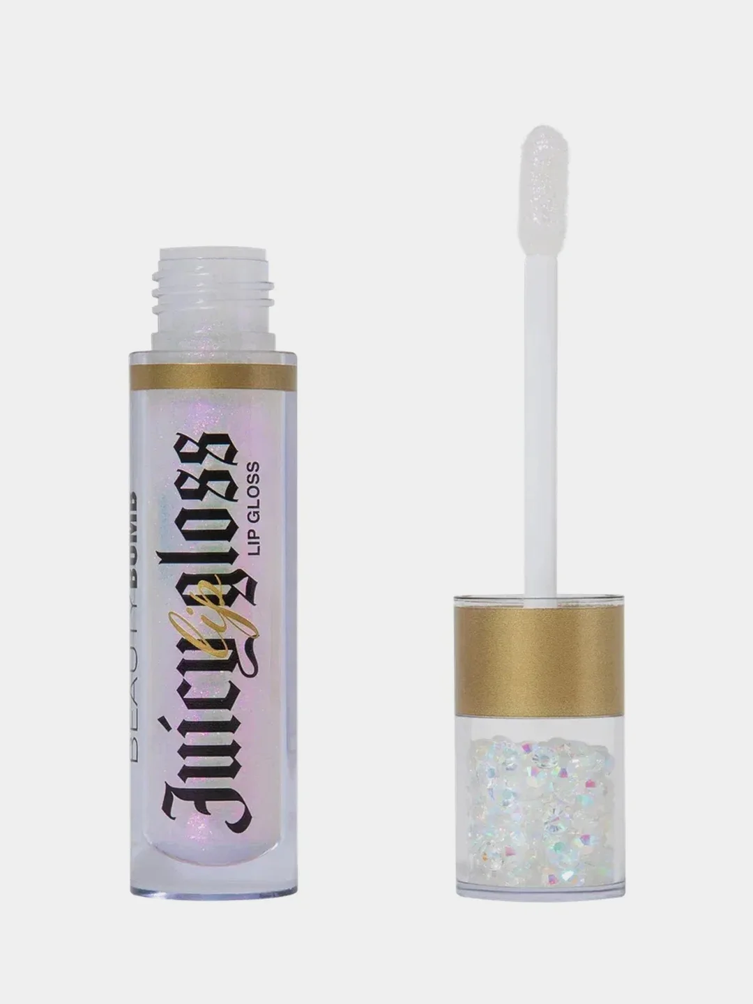 Блеск для губ BEAUTY BOMB Juicy, тон 01, прозрачный с нежно-розовыми блестками, 3,4 мл
