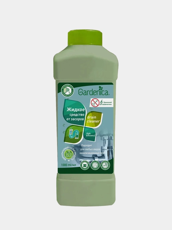 Экологичное средство для устранения засоров и чистки труб GARDENICA, 1 л