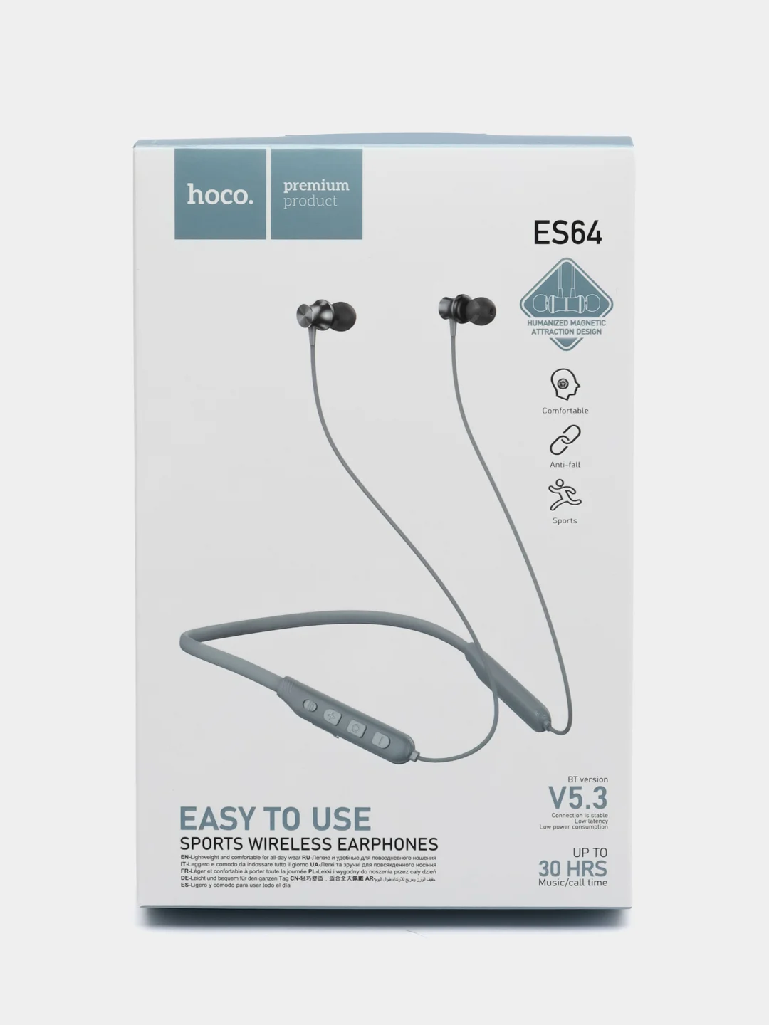 Серый беспроводные наушники ДЛЯ СПОРТА Hoco ES64, вакуумные, BLUETOOTH