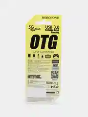 Серебряный адаптер BOROFONE BV3, OTG переходник Type-C - USB 3.0, с защитой данных, компактный