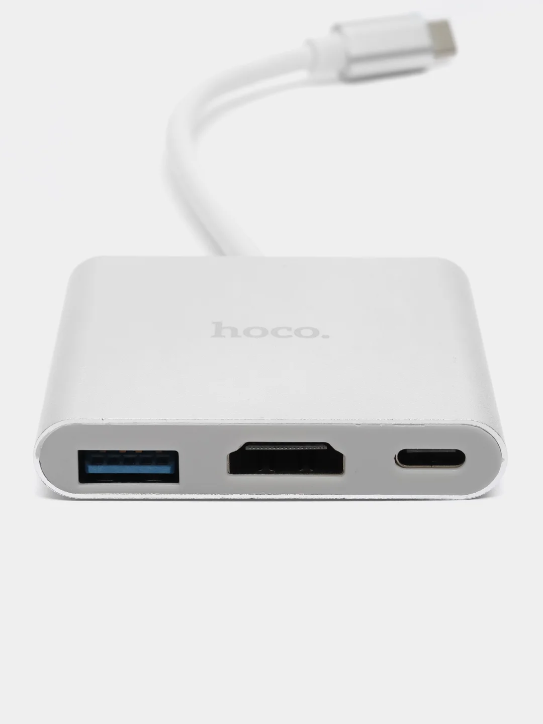 Серый usb-хаб Hoco HB14 Type-C на USB3.0, HDMI, Type-C PD, переходник 15 см
