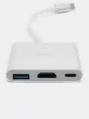 Серый usb-хаб Hoco HB14 Type-C на USB3.0, HDMI, Type-C PD, переходник 15 см