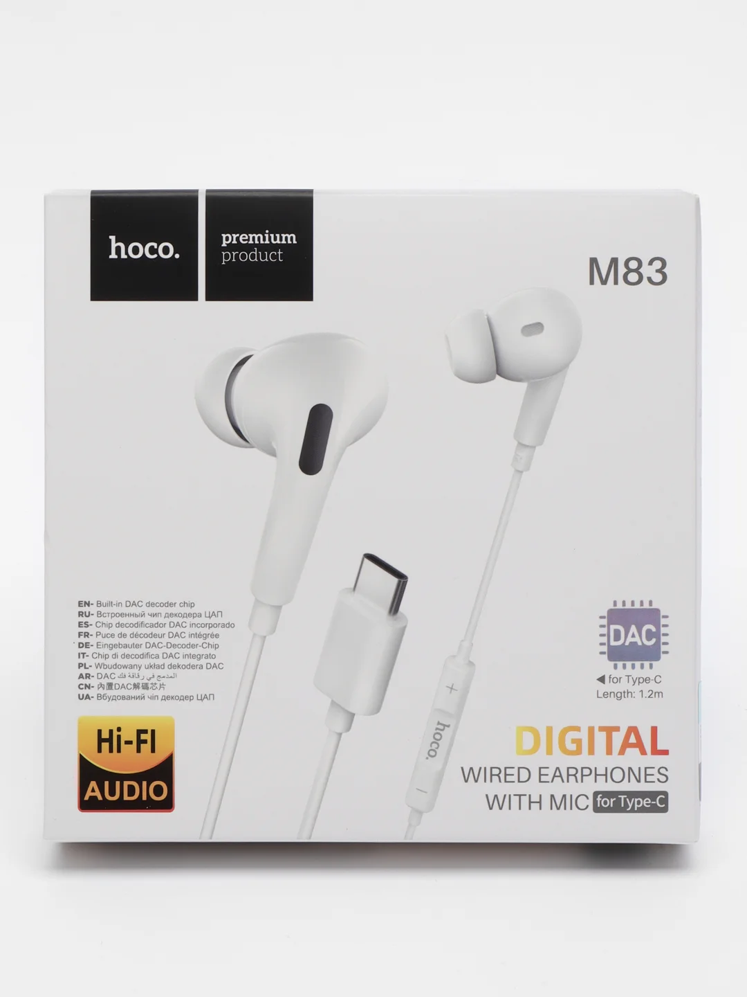 Белый проводные наушники вакуумные Hoco M83, Type-C, с микрофоном, 1,2 м