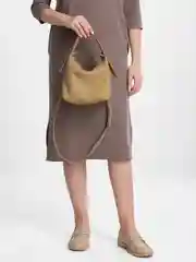 Бежевый меланж сумка тоут женская из натуральной кожи
