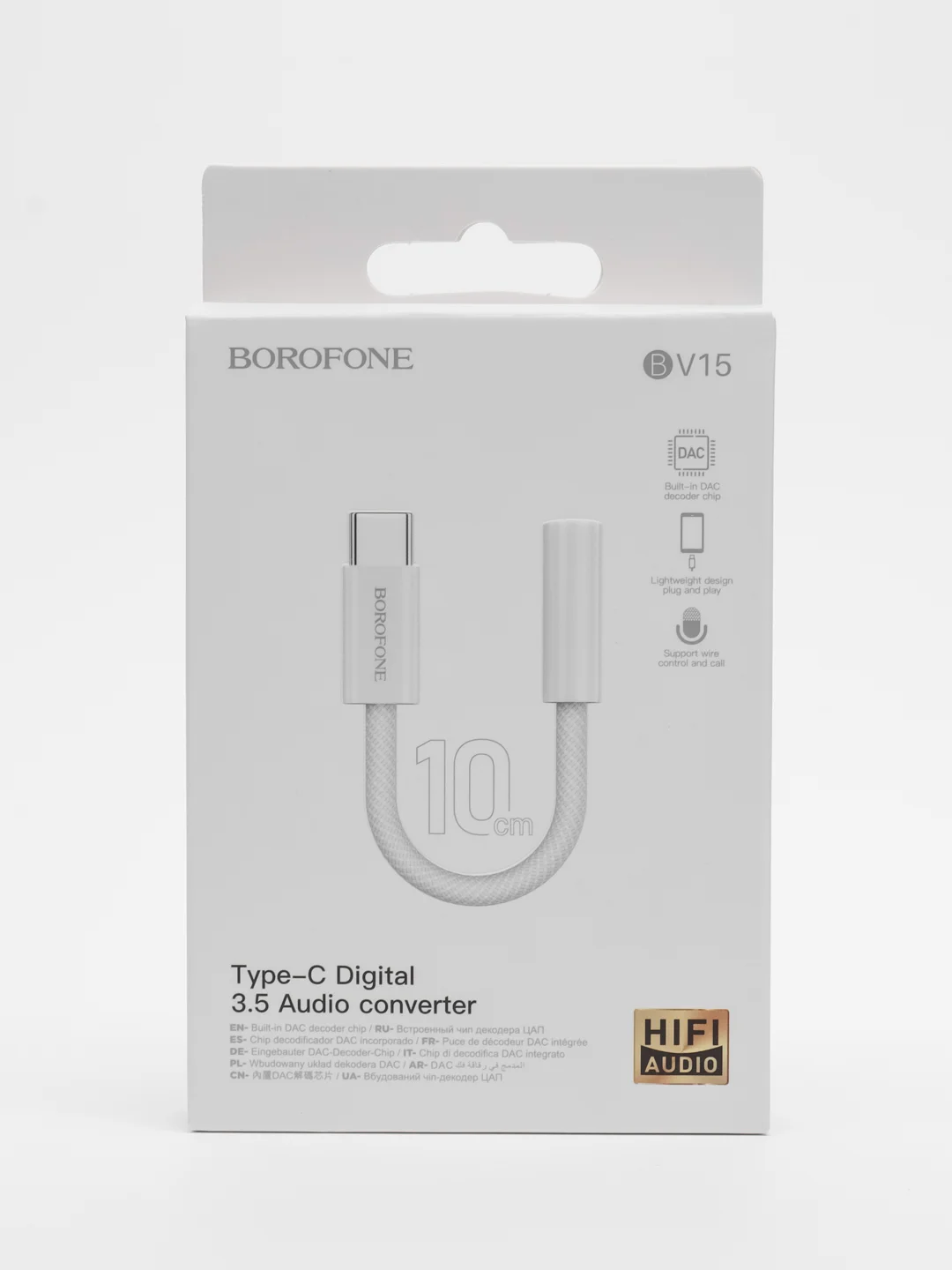 Серебряный переходник для наушников Type-C - Jack 3.5 BOROFONE BV15, аудио конвертер