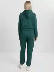 Зеленый спортивный женский костюм, толстовка короткая на замке с капюшоном, брюки