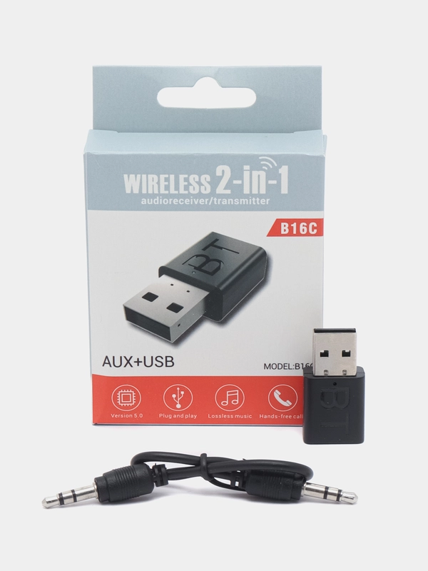 Аудио беспроводной USB Bluetooth AUX адаптер, 3.5 мм, ресивер. D16C