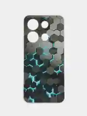 Бирюзовый чехол для Infinix Note 30i (Инфиникс Нот 30и), прозрачный, с рисунком, защита камеры