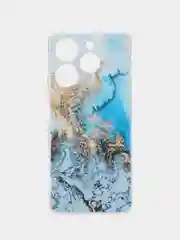 Голубой чехол на Tecno Spark 10 Pro (Текно Спарк 10 Про), прозрачный, с рисунком, защита камеры
