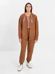 Медный спортивный женский костюм, на весну, однотонный, брюки, толстовка с капюшоном