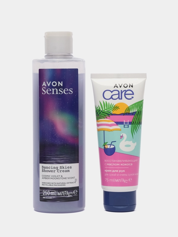 Набор "Senses" Avon: гель для душа + крем для рук