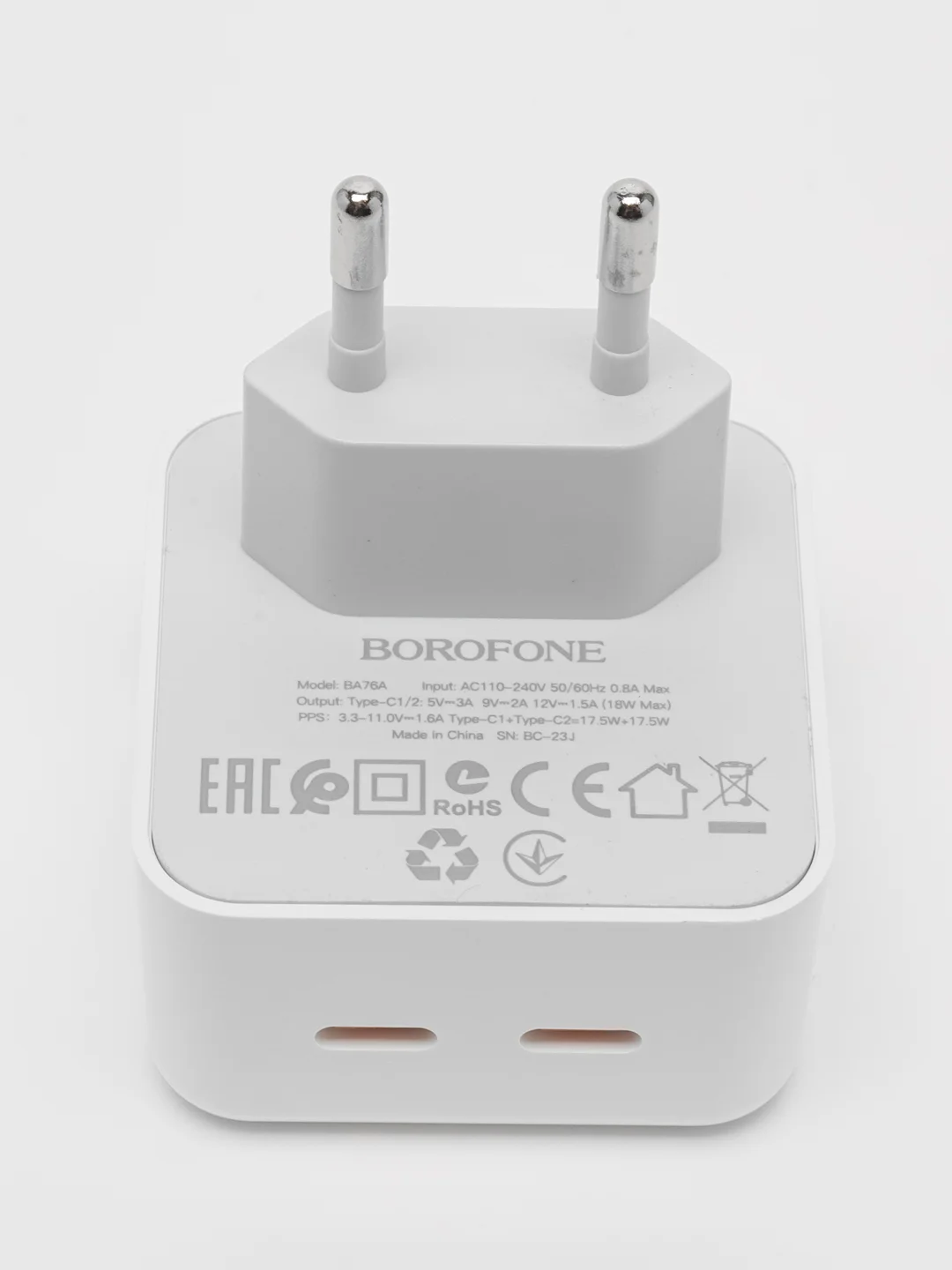 Белый блок питания для зарядки телефона с двойным входом type c 35W / для Samsung, Xiomi, Apple