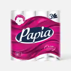 Туалетная бумага PAPIA, белая, 3 слоя, 16 рулонов