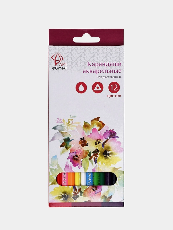 Набор акварельных карандашей АРТформат, 12 цветов, трехгранный корпус