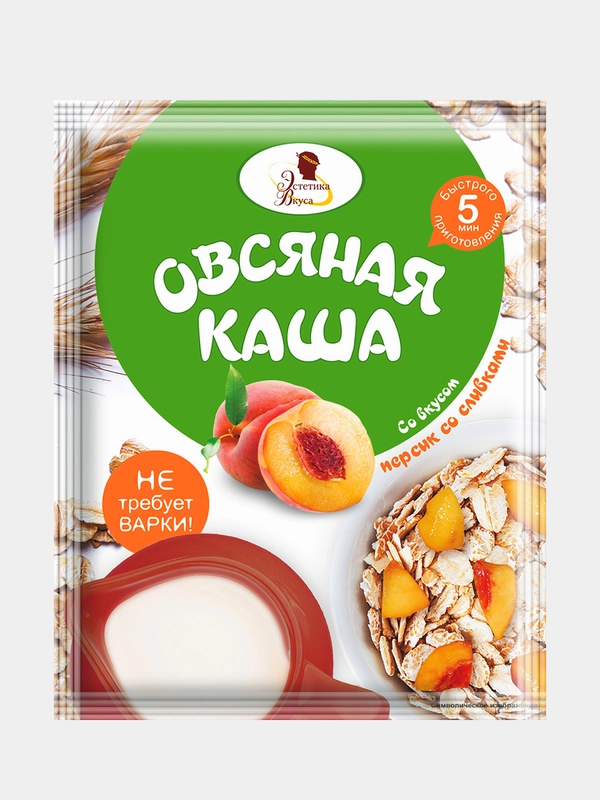 Каша овсяная быстрого приготовления "Эстетика вкуса", персик со сливками, 40 г