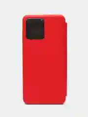 Красный чехол-книжка для Realme C30 красная встроена магнитная застежка и удобный карман для карт