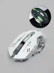 Белый мышь компьютерная игровая, бесшумная, с подсветкой, беспроводная