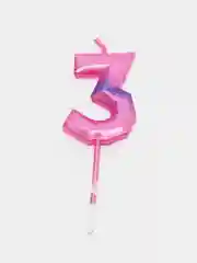 Розовый свеча-премиум в торт "Космос", 9 см, цифра: 0, 1, 2, 3, 4, 5, 6, 7, 8, 9