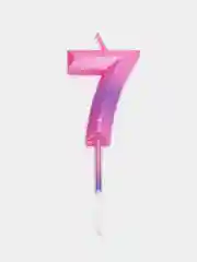 Розовый свеча-премиум в торт "Космос", 9 см, цифра: 0, 1, 2, 3, 4, 5, 6, 7, 8, 9