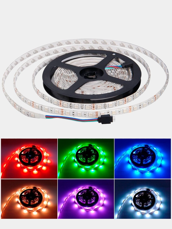 Светодиодная лента, с пультом, Bluetooth, 5 м, 10 м, 5050 RGB IP65