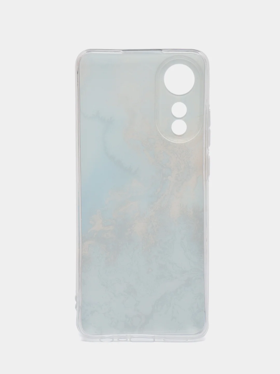 Голубой силиконовый чехол на Oppo A78 4G (Оппо А78 4G), прозрачный, с рисунком, защита камеры
