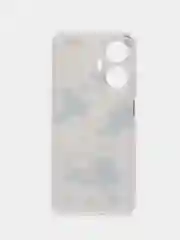 Золотой силиконовый чехол на Realme C55 (Реалми C55), прозрачный, с рисунком, защита камеры