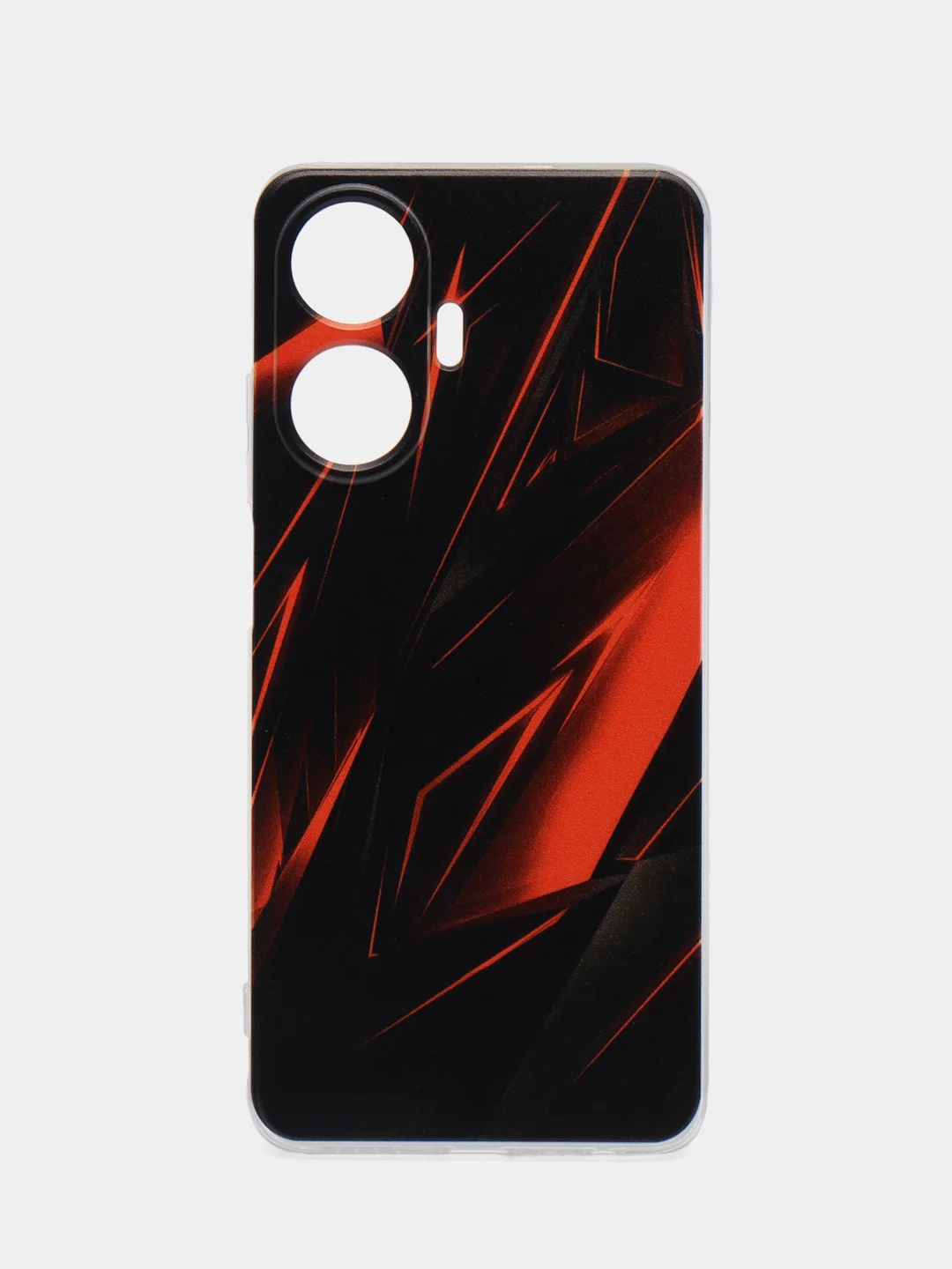 Красный силиконовый чехол на Realme C55 (Реалми C55), прозрачный, с рисунком, защита камеры