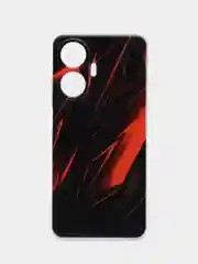 Красный силиконовый чехол на Realme C55 (Реалми C55), прозрачный, с рисунком, защита камеры
