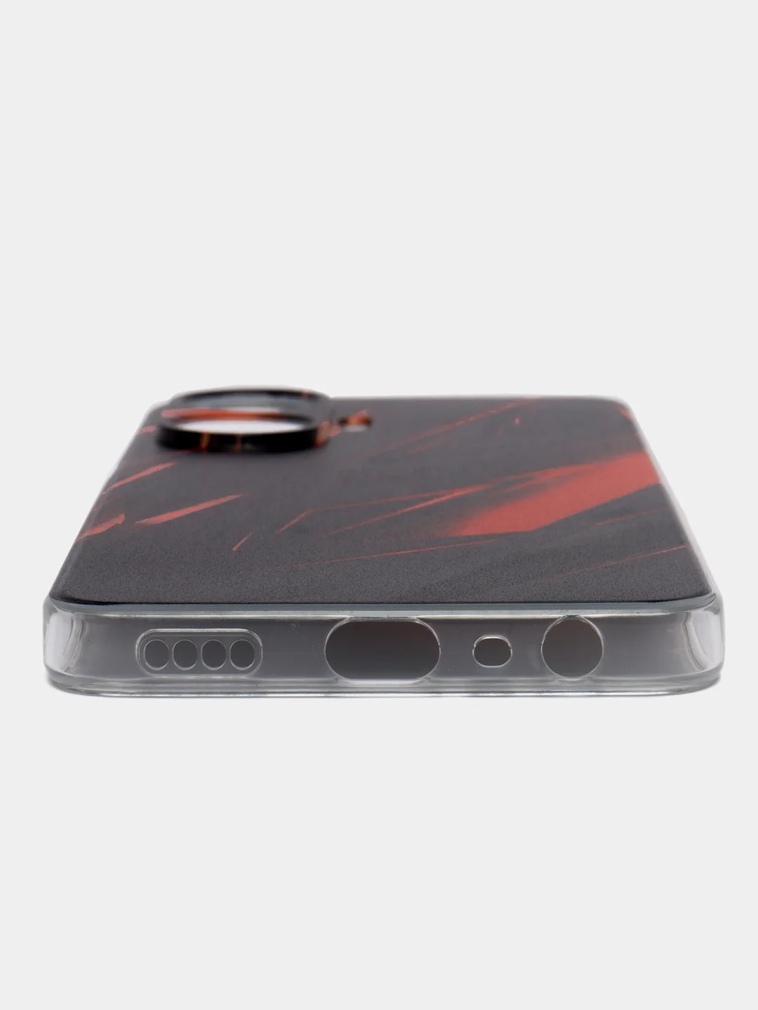 Красный силиконовый чехол на Realme C55 (Реалми C55), прозрачный, с рисунком, защита камеры