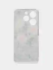 Кораллово-розовый чехол на Tecno Spark 10 Pro (Текно Спарк 10 Про), прозрачный, с рисунком, защита камеры