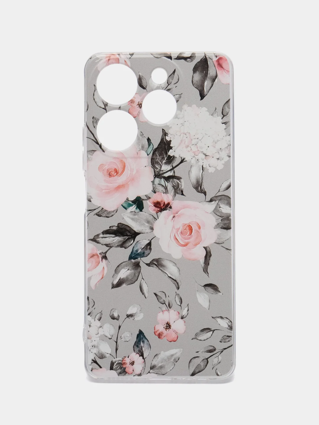 Кораллово-розовый чехол на Tecno Spark 10 Pro (Текно Спарк 10 Про), прозрачный, с рисунком, защита камеры