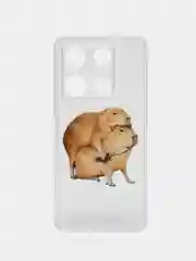 Бежевый чехол для Infinix Note 30 Pro (Инфиникс Нот 30 Про), прозрачный, с рисунком, защита камеры
