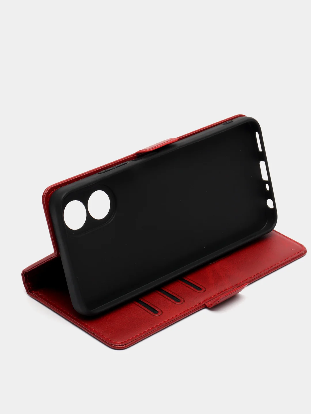 Красный чехол-книжка на Oppo A18/Oppo A38 4G ( Оппо А18/Оппо А38 4G) с боковым магнитом