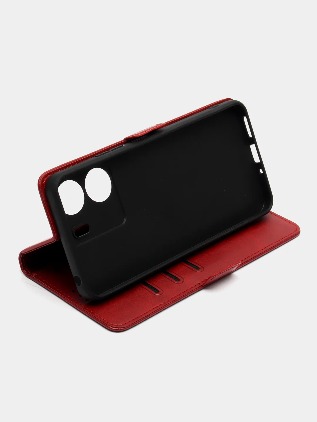 Красный чехол книжка для Redmi 13 C (Редми 13 С), с боковым магнитом