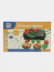 Детский игровой набор "Веселая кухня" и "Барбекю": посуда, продукты, овощи на липучке,