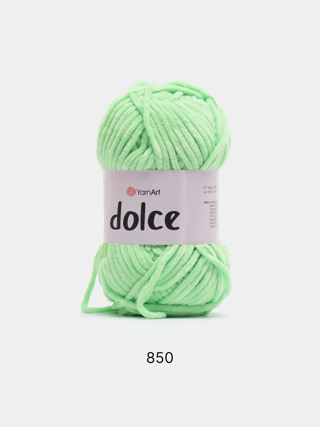 Салатовый пряжа плюшевая YarnArt Dolce (ЯрнАрт Дольче)