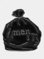Черный значок, брошь, пин металлический "Мусорный пакет Men" на рюкзак, одежду , портфель, сумку
