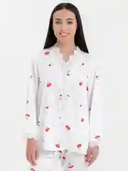 Разноцветный шелковая пижама женская, вишня
