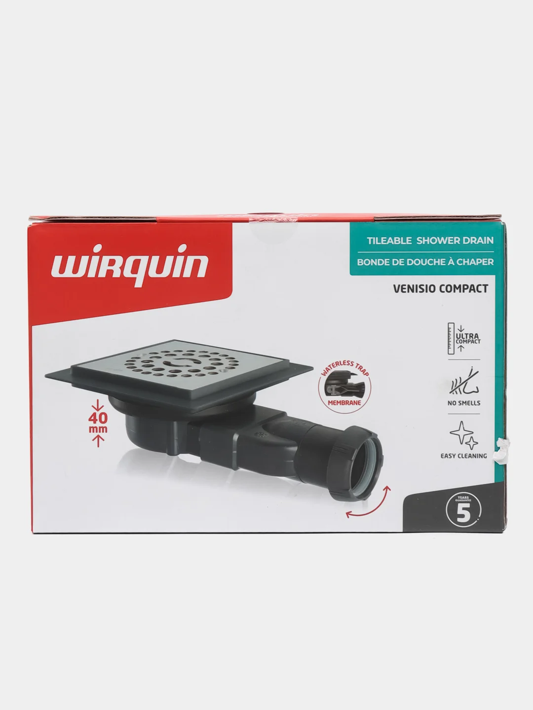 Трап точечный Wirquin Venisio Compact, сухой затвор, решетка, 115 х 115 мм