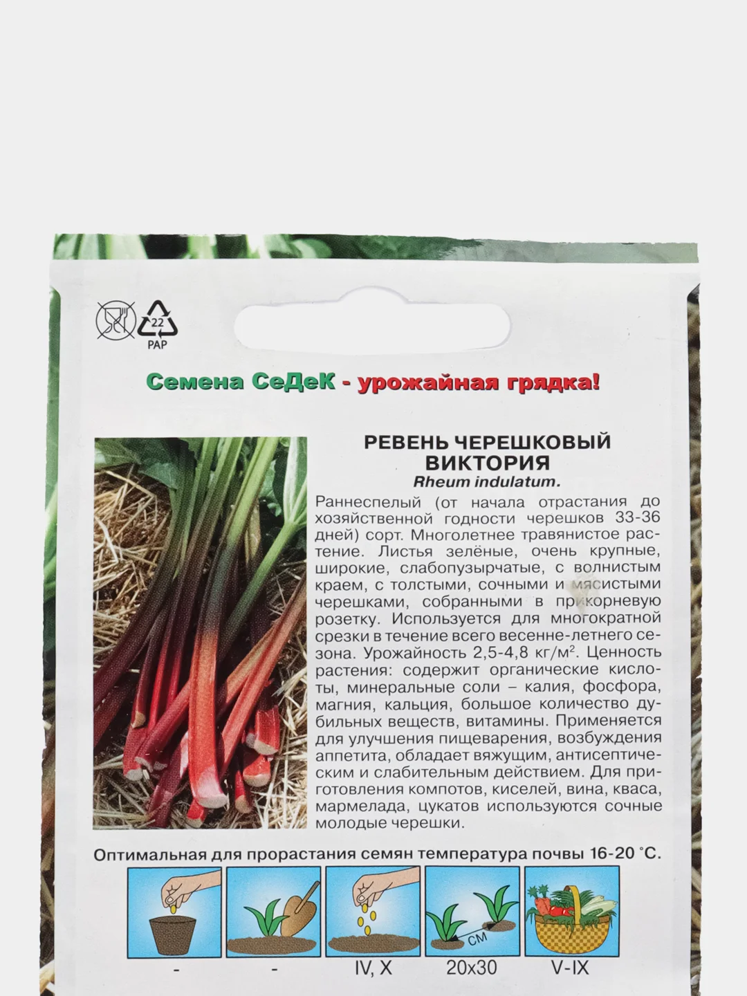 Семена Ревень черешковый "Виктория", 0,1 г, Седек