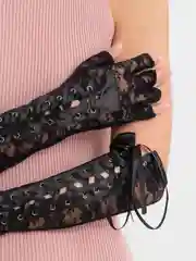 Черный перчатки женские, кружевные, эротические, карнавальные