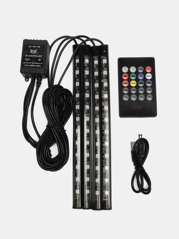Подсветка салона и ног, со звуковым контроллером, RGB, 7 вариантов подсветки