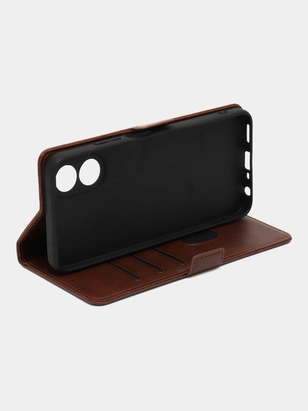 Коричневый чехол-книжка на Oppo A18/Oppo A38 4G ( Оппо А18/Оппо А38 4G) с боковым магнитом