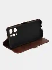 Коричневый чехол-книжка для Xiaomi Redmi 12 4G (Сяоми Редми 12 4Джи), с боковым магнитом