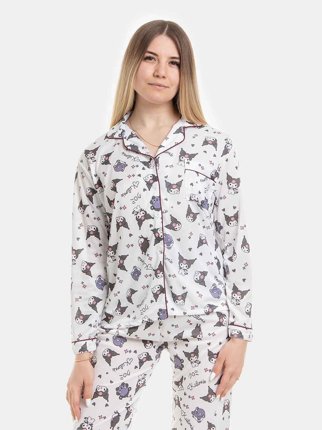 Белый женская домашняя пижама Куроми, Hello Kitty, костюм 2 в 1