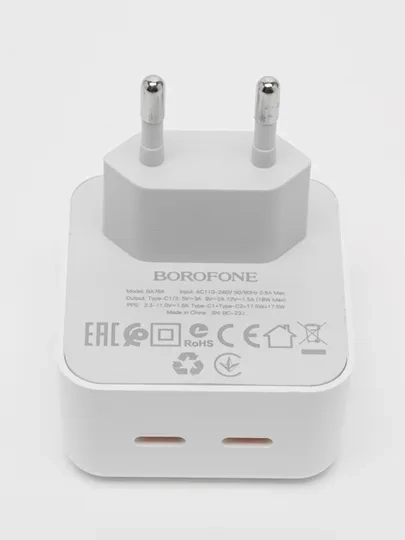Блок питания для зарядки телефона с двойным входом type c 35W / для Samsung, Xiomi, Apple