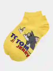 Желтый носки с принтом Том и Джери низкие