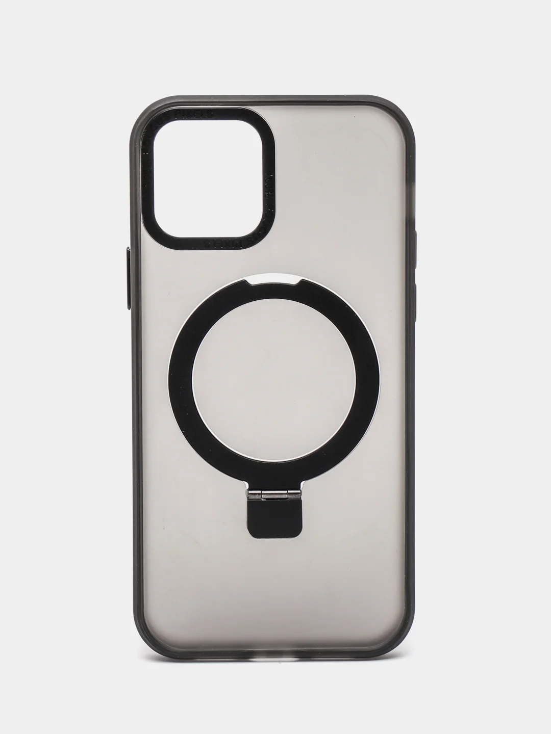 Черный чехол MagSafe (Магсейф) с кольцом-подставкой для iPhone 11, 12, 13, 14, 15, Pro, Max