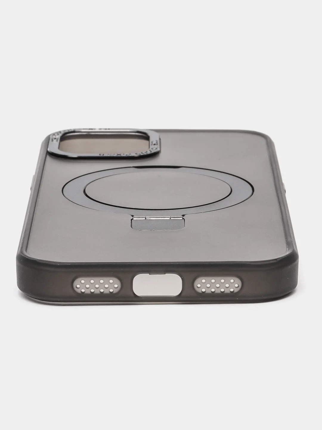 Черный чехол MagSafe (Магсейф) с кольцом-подставкой для iPhone 11, 12, 13, 14, 15, Pro, Max