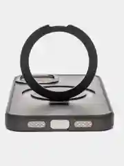 Черный чехол MagSafe (Магсейф) с кольцом-подставкой для iPhone 11, 12, 13, 14, 15, Pro, Max